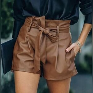 Women Shorts , New Tan High-Waisted With Tie On Front
